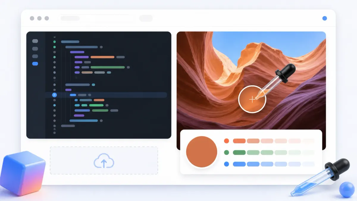 Пипетка цвета на фото: загруженная картинка, курсор-пипетка и коды HEX, RGB и HSL пикселя