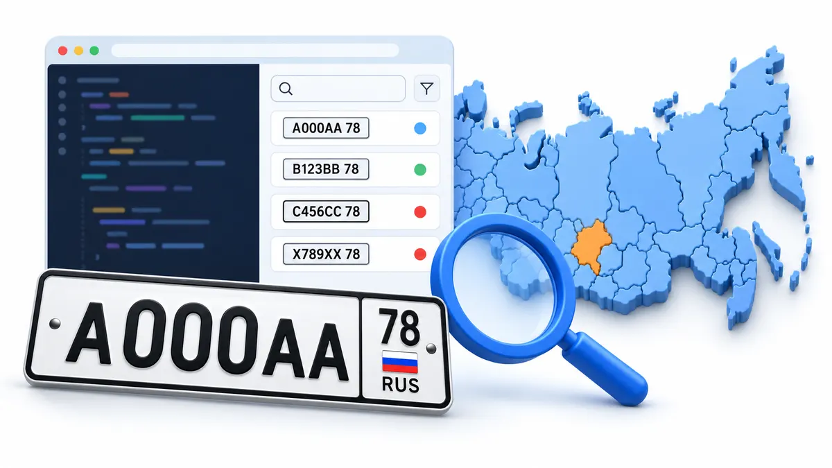 Справочник кодов регионов на автономерах России: строка поиска и таблица субъектов с их кодами